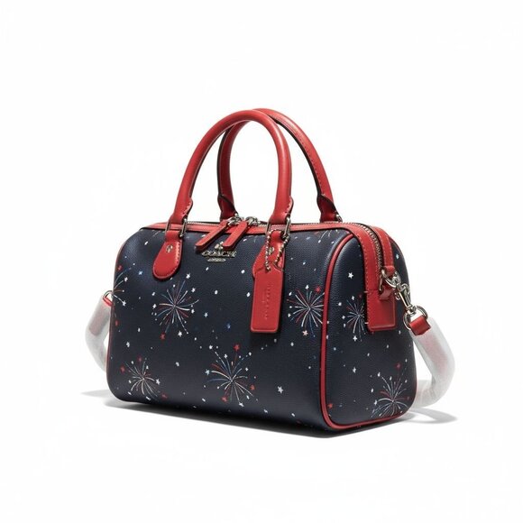 Coach Mini Bennett Satchel F73155 Fireworks SV/Navy Multi Red White Blue NWT - Picture 1 of 15